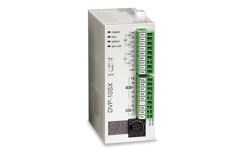 DVP10SX11R Контроллер: 4DI, 2DO, 2AI, 2AO (Relay), 24V DC Power, SLIM